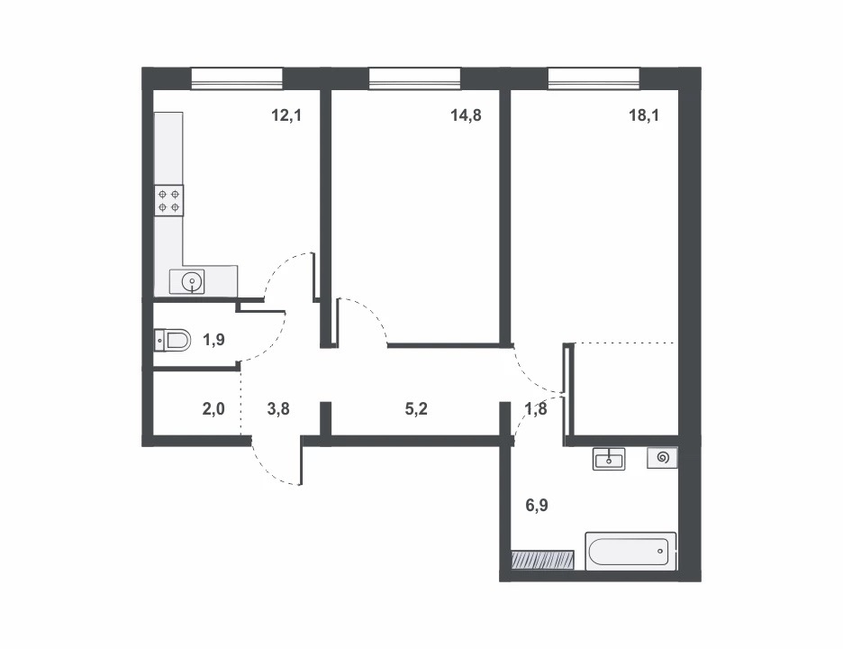 планировка квартиры 67 м2